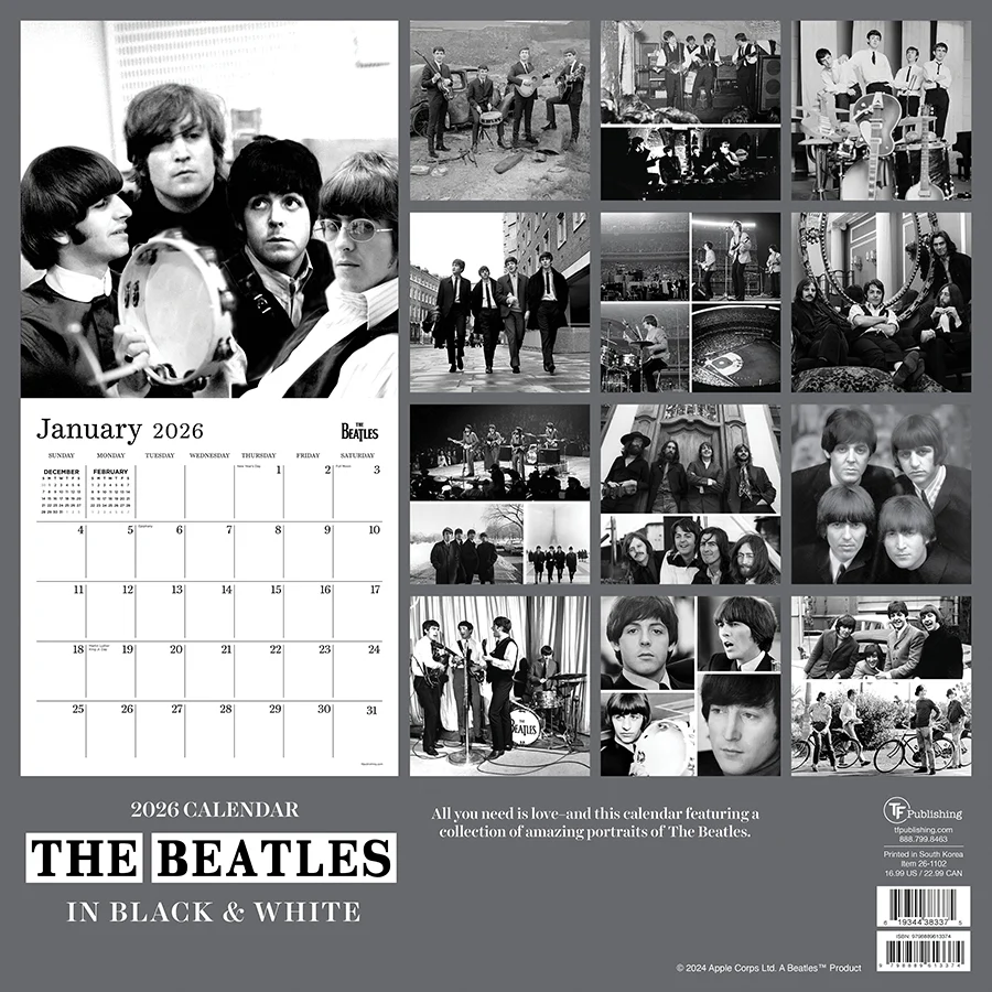 2026 The Beatles: Black & White Wall Calendar - Image 4
