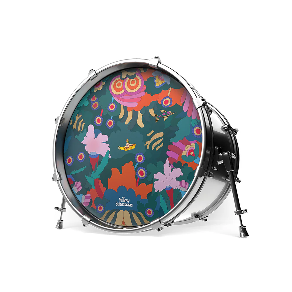 22" Yellow Submarine Resonant Bass Drumheads - Teal - Image 2