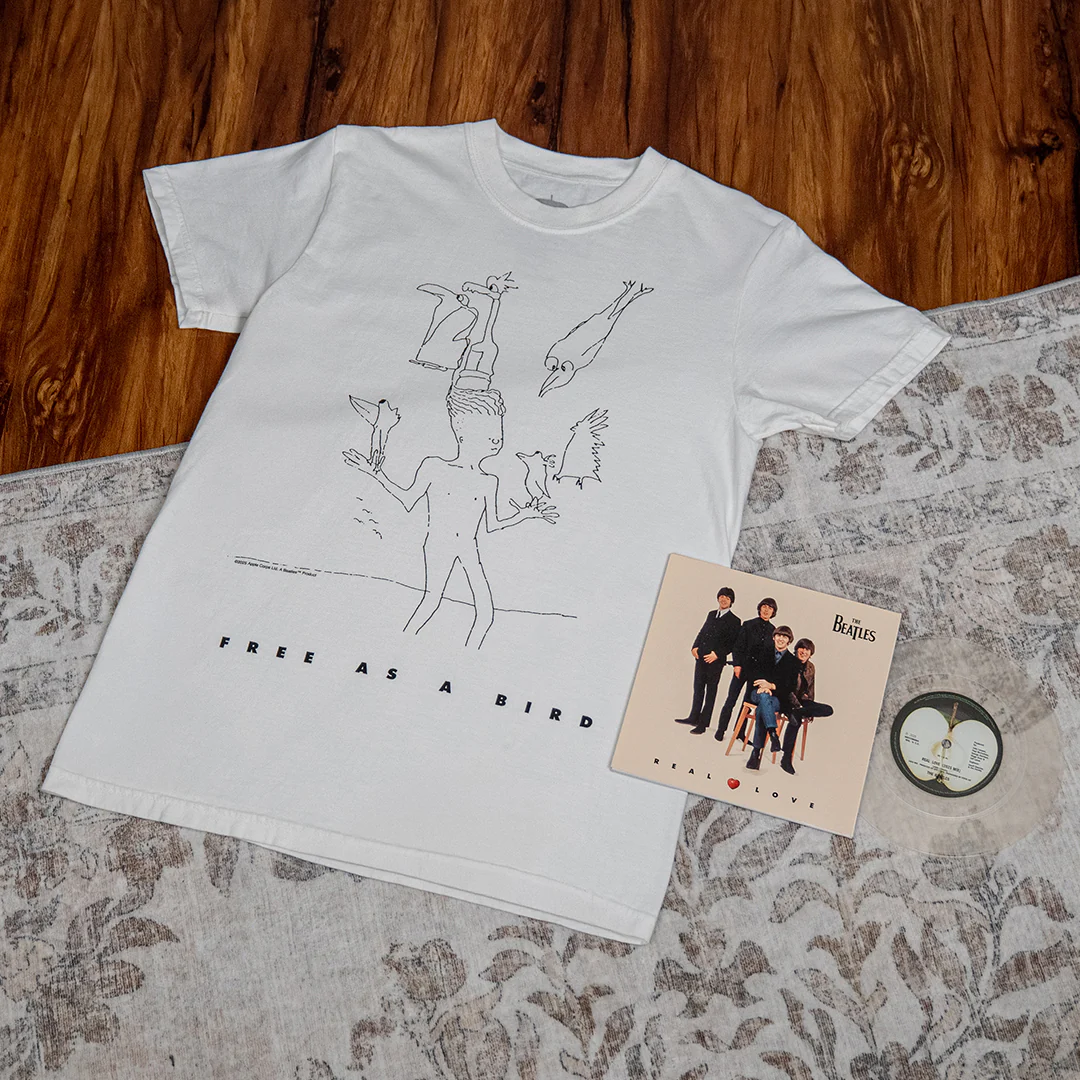 Free As A Bird / Real Love [2025 Mixes]: 7" Vinyl + Free As A Bird T-Shirt - Image 3